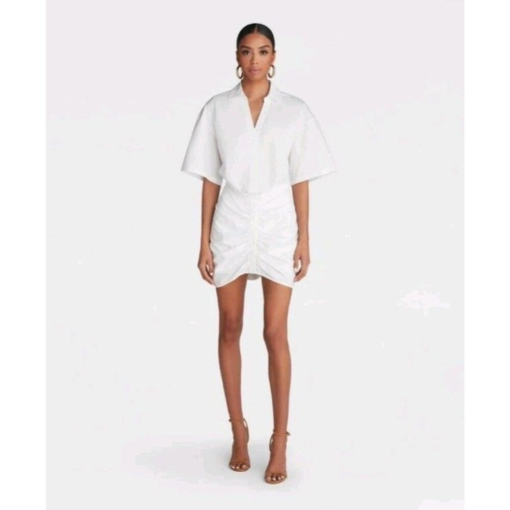 KBB by KAHLANA Women Short Sleeve White 4X 'The Ruched Shirt Dress' NWT 28w 30w